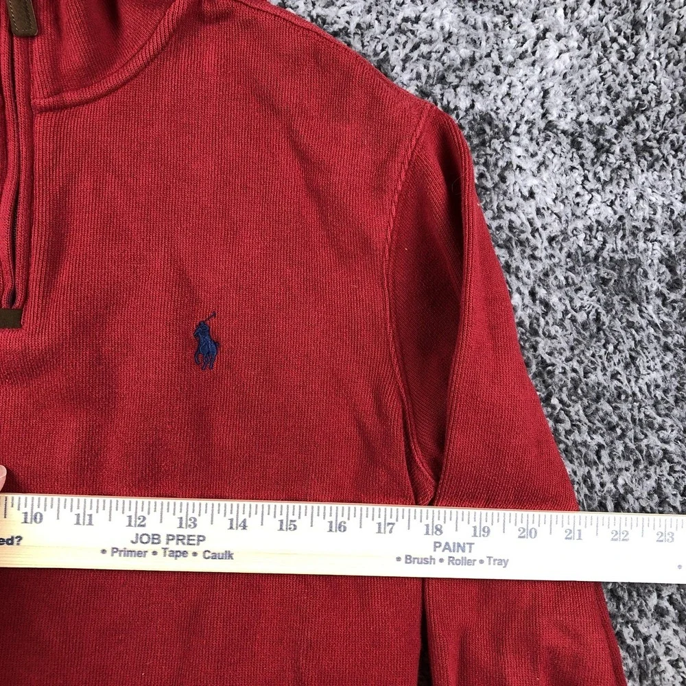 Polo Ralph Lauren Sweater‎ Mens Small Red 1/4 Zip Mock Neck Pullover Pony Logo